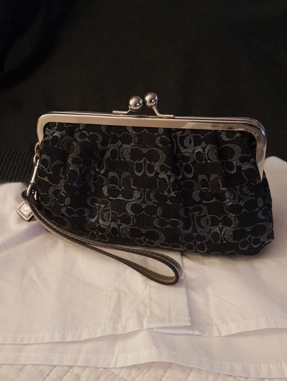 Coach Black Signature Frame Wristlet